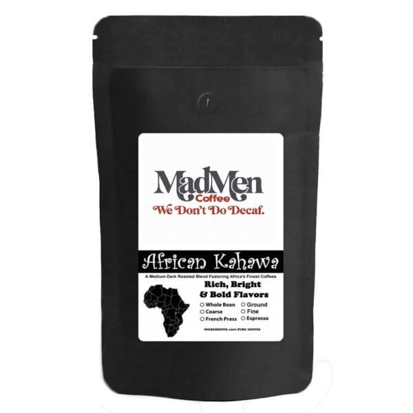 MadMen Coffee Coarse Ground African Coffee Medium Dark Roast 1 LB