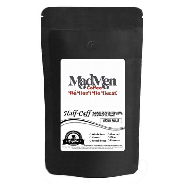 MadMen Coffee Half-Caff Low Caffeine Ground Coffee 5 LBS