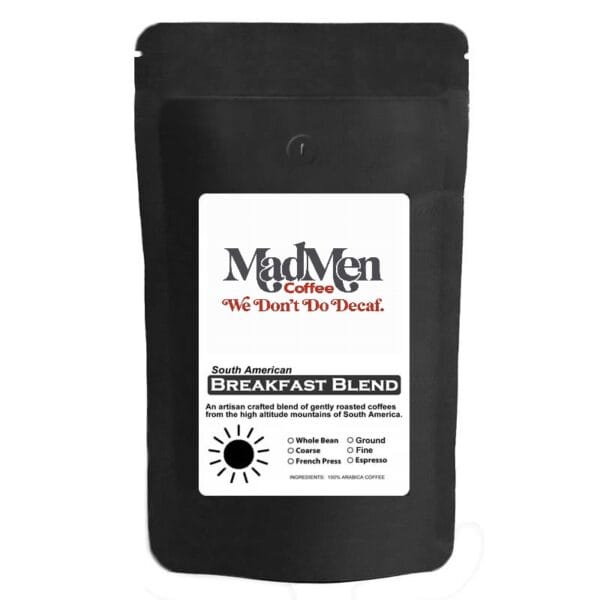 MadMen Coffee Breakfast Blend Coffee Light Roast Whole Bean 2 LBS