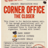 MadMen Coffee Corner Office Medium-Dark Roast Master Label The Corner Office African Blend medium-dark roast coffee label with distressed vintage agency typography